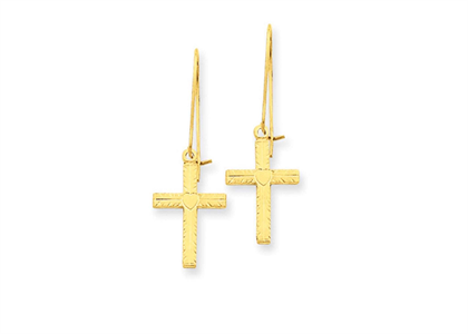 Gold Plated Religious Cross Earring